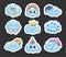 Funny kawaii clouds. Sticker Bookmark