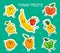 Funny kawaii fruit for stickers. Kawaii Stickers Fresh Fruits