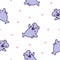 Funny kawaii ocean shark. Seamless pattern