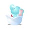 Funny kid blue elephant is take a shower in bathtub
