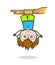 Funny Kid Hanging Upside Down - Cute Cartoon Boy Illustration