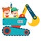 Funny Kid Using Excavator Machine