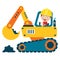 Funny Kid Using Excavator Machine