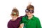 Funny kids wearing novelty glasses