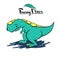 Funny kind children`s cartoon dinosaur tyrannosaurus.