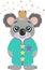 Funny king koala with crown and stars