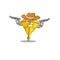 Funny kite as a cowboy cartoon character holding guns