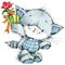 Funny kitten and flower for holiday greetings card and kids bac