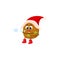 Funny kiwi character with human face in Santa hat