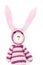 Funny knitted rabbit toy with ears up