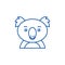 Funny koala line icon concept. Funny koala flat  vector symbol, sign, outline illustration.