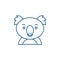 Funny koala line icon concept. Funny koala flat  vector symbol, sign, outline illustration.