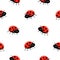 Funny ladybugs seamless pattern. Template for fashion prints, wrapping paper, background, fabric, surface design.