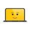 Funny laptop computer isolated emoticon