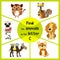 Funny learning maze game, find all 3 cute wild animals with the letter C, friendly kitten, African camel and forest Chipmunk . Edu