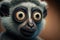 Funny lemur face close up with big eyes, digital illustration artwork