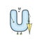 Funny letter U. Umbrella. Children's cheerful alphabet. Cartoon cute letter isolated on white. Cartoon Funny