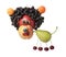 Funny lion created from various fruits