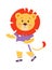 Funny lion in uniform flat icon Football player