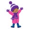 Funny little african girl in winter clothes.
