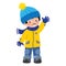 Funny little asian boy in winter clothes. Children