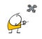 Funny little boy holds a remote control from a quadcopter and launches a flying device into the sky. Vector illustration