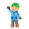 Funny little boy in winter clothes. Children