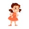 Funny Little Girl in Red Dress Expressing Emotion of Anger Vector Illustration