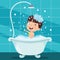 Funny Little Kid Having Bath