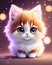 Funny little kitten, cute small fluffy kitten with big eyes illustration. Generative Ai