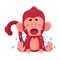 Funny Little Red Monkey Crying Inconsolably Vector Illustration Cartoon Character