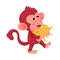 Funny Little Red Monkey Going With Bananas In Both Hands Vector Illustration Cartoon Character
