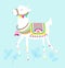 Funny llama isolated on blue, white alpaca animal cute drawing