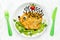 Funny lunch idea for children chicken chop as hedgehog