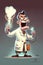 Funny mad scientist doctor illustration. Generative Ai