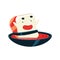 Funny Maki Sushi Character Bathing In Soup Bowl