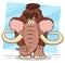 Funny Mammoth Cartoon Character