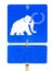 Funny mammoth symbol on road sign
