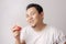 Funny Man Eating Red Apple