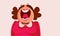 Funny Mature Woman Screaming Vector Cartoon Illustration