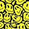 Funny melt smile faces seamless pattern. Vector hand drawn doodle cartoon character illustration.Smile faces melt, acid