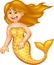 Funny mermaid cartoon posing with smiling