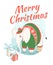 Funny Merry Christmas card with elephant wearing cute sweater an