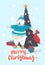 Funny Merry Christmas card with polar bear wearing cute sweater