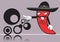 Funny mexican chilli mariachi pictogram cartoon background