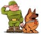 Funny military man with a dog