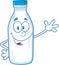 Funny Milk Bottle Character Waving