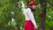 Funny mime walks on stilts and dancing