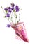 Funny money gift with bouquet of Aquilegia flowers