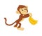Funny monkey with banana on a white background. Character. Cartoon.